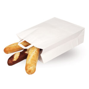 Papiertragetasche weiß mit Lebensmittel